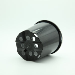 100mm Round Slimline Plastic Pot in Black