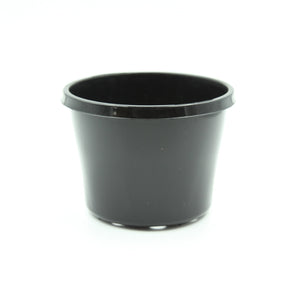 100mm Round Squat Plastic Pot in Black (77mm depth)