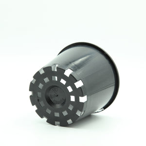 100mm Round Squat Plastic Pot in Black (85mm depth)