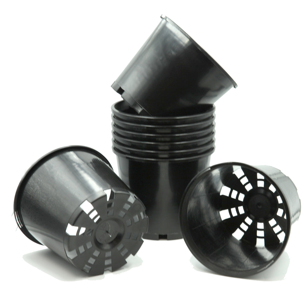 140mm Round Squat Plastic Pot in Black