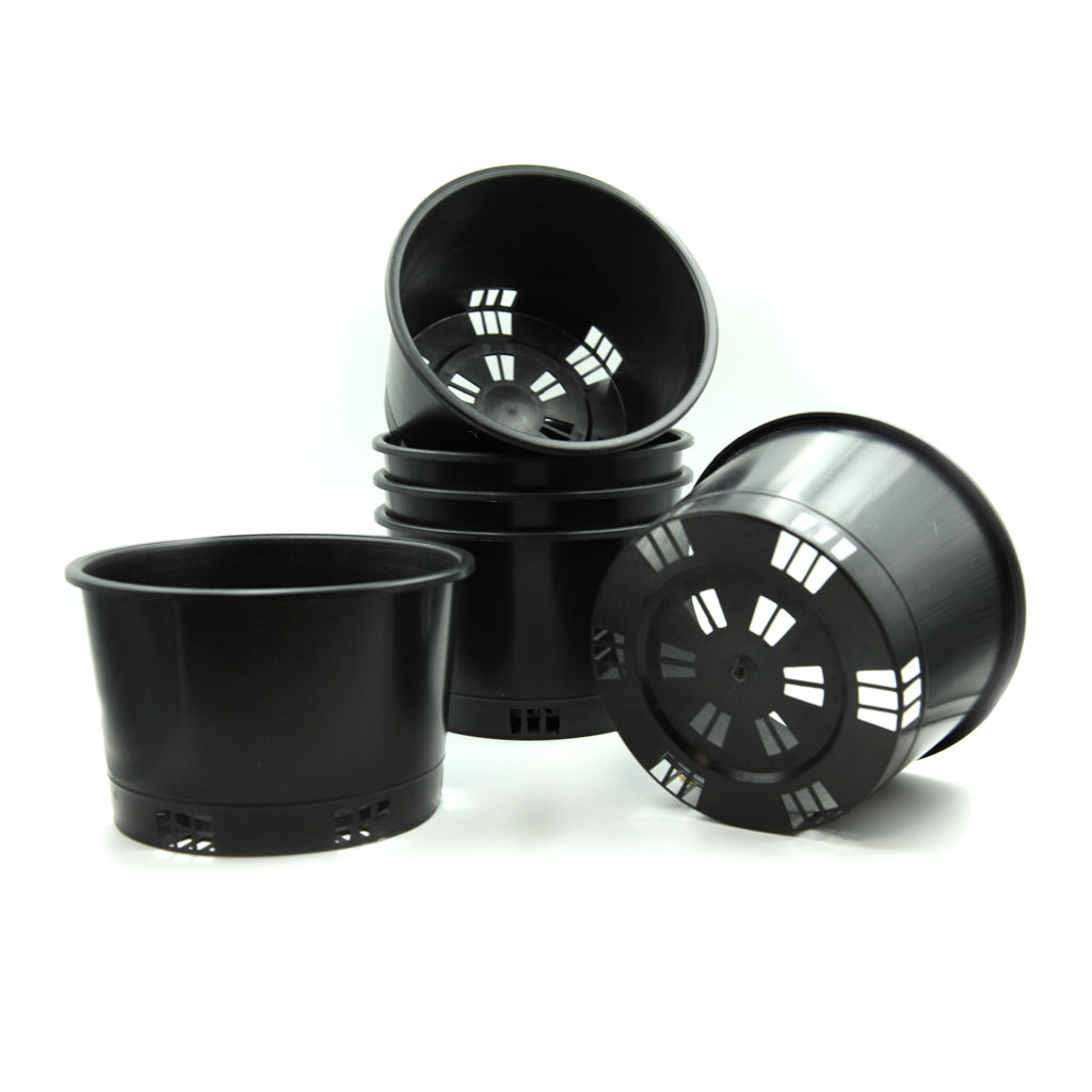 150mm Round Squat Port Orchid Pots in Black